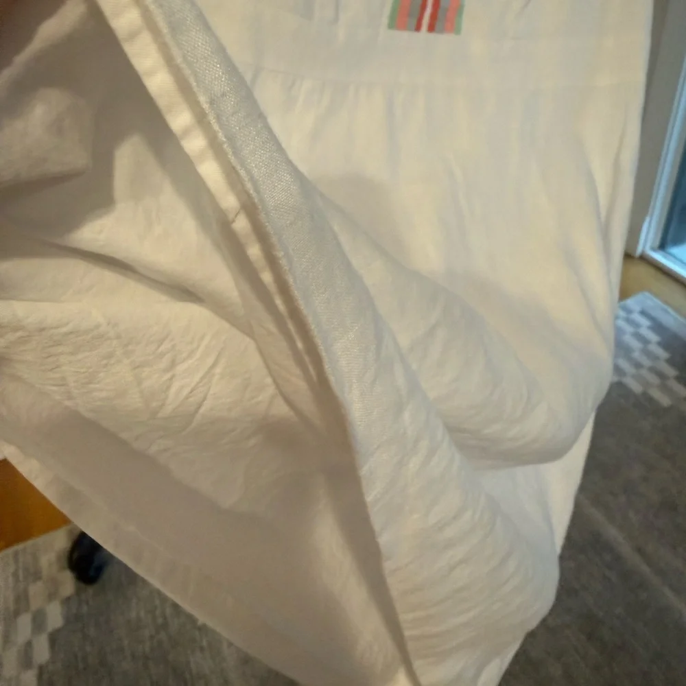 Boden white linen Sorrento lined dress with flat square beaded neckline detail. - Picture 8 of 8